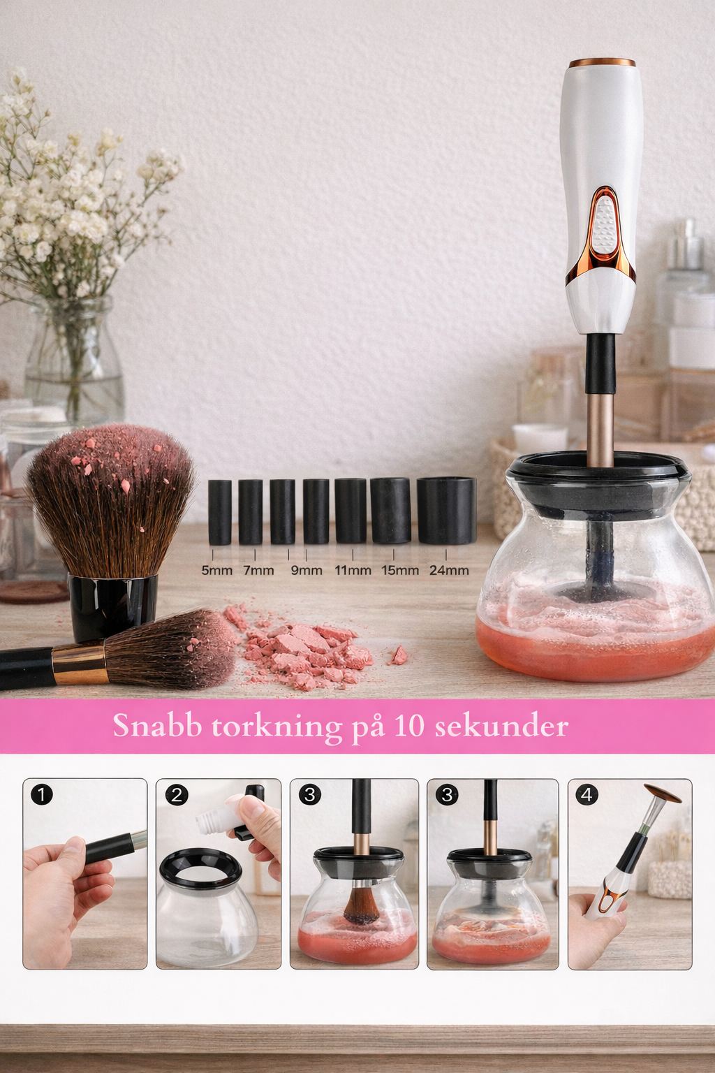 AURORA™ – Lösningen för rena sminkborstar på sekunder · Hejdå smuts och finnar