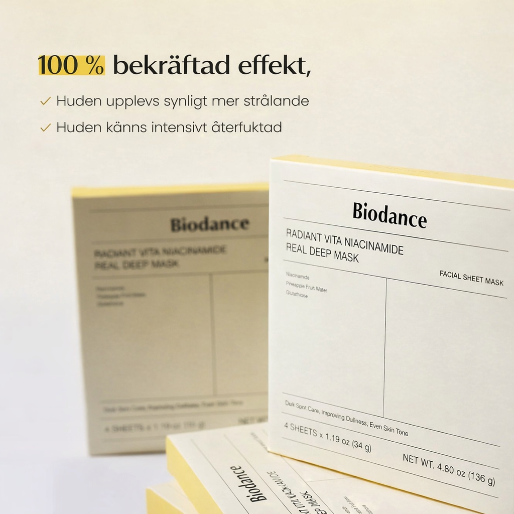 BIODANCE™ Radiant Vita Niacinamide Hydrogel Mask — Glow, Fukt & Jämn Hudton · K-Beauty Ansiktsmask